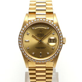 【楠本質店/元住吉】ロレックス/ROLEX　デイデイト　18348A　K18YG　10Pダイヤ　ダイヤベゼル　シャンパン　W番（1994年頃）　メンズ　腕時計【中古】