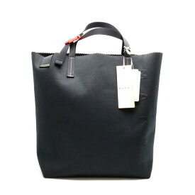 【楠本質店/元住吉】未使用　マルニ/MARNI　コットンリネンキャンバストートバッグ　ロゴエンボス　ブラック　SHMQ0084A0P7947【中古】