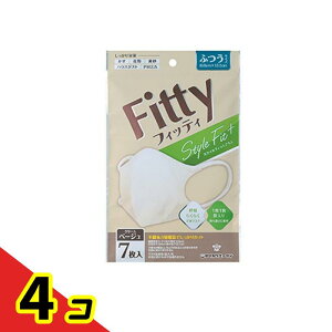 フィッティ スタイルフィットプラス立体マスク ふつう CB クリームベージュ 7枚入 4個セット