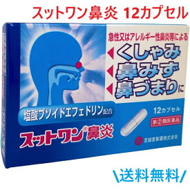 【指定第2類医薬品】 鼻炎薬 スットワン鼻炎（12カプセル） プソイドエフェドリン 鼻水 鼻づまり 1000円ポッキリ 送料無料