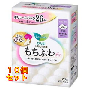 ロリエ しあわせ素肌 もちふわfit 特に多い昼用25cm 羽つき ボリュームパック 26個入×10個