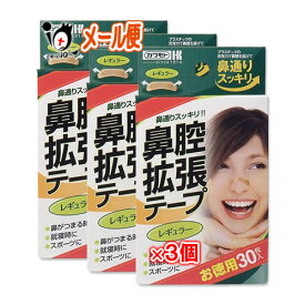 鼻通りスッキリ!!鼻腔拡張テープ レギュラー 30枚入×3個セット【川本産業】就寝時に貼るだけ簡単!!鼻呼吸を快適サポート