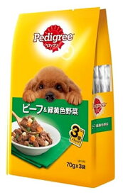 マースジャパン　ペディグリー　パウチ　成犬用　ビーフ＆緑黄色野菜　3袋パック　(70g×3袋)　ドッグフード