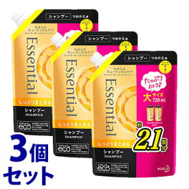 《セット販売》　花王 エッセンシャル しっとりまとまる シャンプー つめかえ用 大サイズ (720mL)×3個セット 詰め替え用