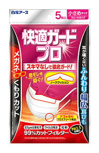 白元アース 快適ガードプロ プリーツタイプ 小さめサイズ (5枚) 大人用 マスク 防災 備蓄