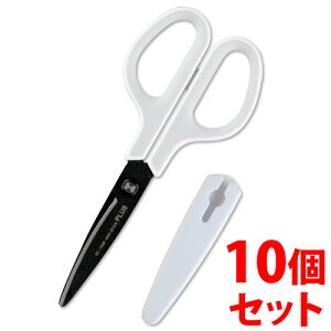 《セット販売》 プラス フィットカットカーブ フッ素コート イージーグリップ SC-175SF ホワイトグレー (1個)×10個セット はさみ PLUS