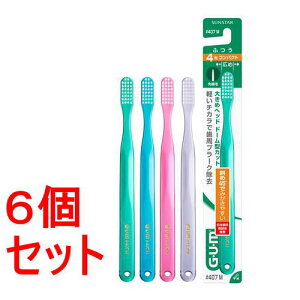 《セット販売》 サンスター ガム デンタルブラシ #407 4列 コンパクト ふつう (1本)×6個セット GUM 歯ブラシ