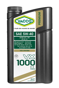 YACCO VX-1000 LL 5W-40 bR[ VX1000LL bR4֗pGWIC 2L{g