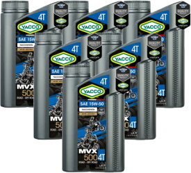YACCO MVX 500 4T 15W-50、10W-40 ヤッコー・MVX 500 4スト用 ヤッコのバイク用エンジンオイル 1Lボトル×6本セット