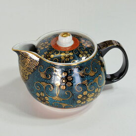 九谷焼 ポット急須 青粒鉄線