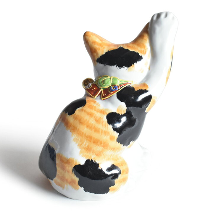 国内即発送 色絵更紗 ６号招き猫 左手 Fucoa Cl