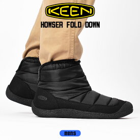 KEEN ブーツ キーン ハウザー フォールド ダウン メンズ ブラック 黒 シューズ 靴 アウトドア ショートブーツ ボア 暖かい 防寒 タウンユース フリース キャンプ 山 HOWSER FOLD DOWN 1027947