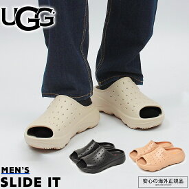 【マラソンセール開催！】 UGG アグ サンダル メンズ SLIDE IT ブラック 黒 ブラウン ホワイト 白 ルームシューズ ルームスリッパ 室内履き 軽量 つっかけ シューズ 靴 カジュアル ロゴ 室内 室外 オフィス 履きやすい リラックス アウトドア レジャー