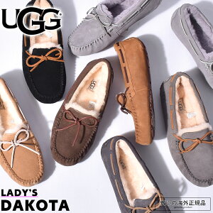 UGG アグ モカシン レディース ダコタ ブラック ブラウン ベージュ グレー 黒 茶 靴 シューズ ムートン ファー ボア フラット スリッポン 防寒 暖かい 履きやすい 歩きやすい 毎日使い 普段使