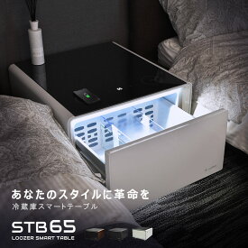 ステルス家電 ルーザー 冷蔵庫 スマートテーブル STB65 冷蔵庫 65L ホワイト 白 ブラック ブラウン ウッド調 冷蔵庫 テーブル ワイヤレス充電 USB アンクルライト コンセント タッチパネル 寝室 LOOZER [大型荷物]