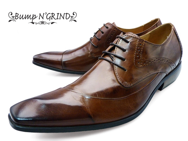 Bump N' GRIND バンプアンドグラインド メンズ ビジネスシューズ 紐 ドレスシューズ ロングノーズ 本革 BG-6000 偉大な CAMEL キャメル 革靴 58％以上節約 紳士靴