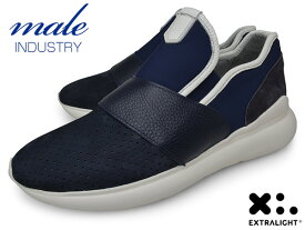 スニーカー 本革 スリッポン ブランド MALE INDUSTRY イタリア BLUE ブルー 青 パンチング EXTRALIGHT SOLE エクストラライトソール