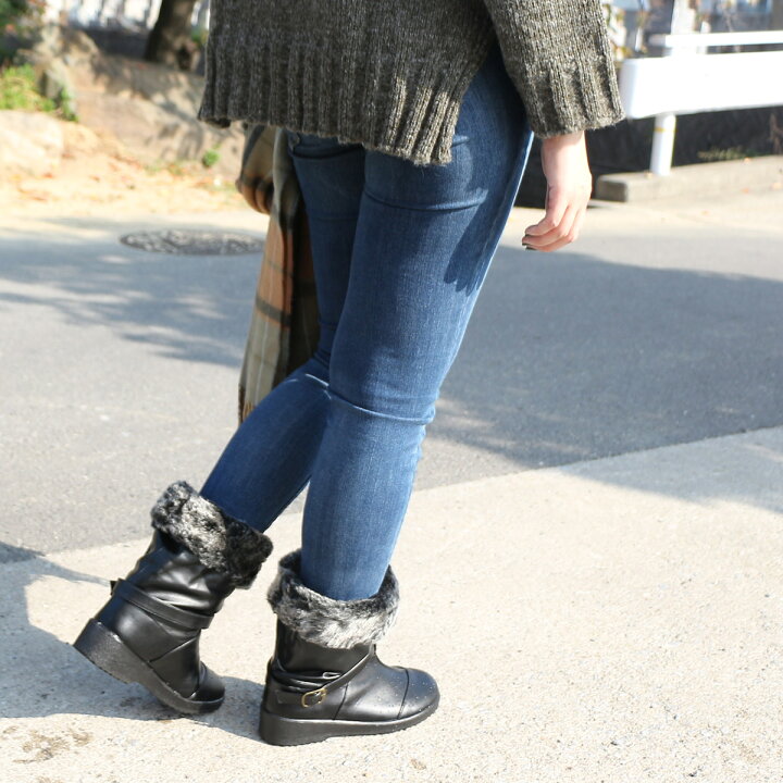 楽天市場 ショートブーツ レディース エディ 滑らない スノーブーツ フラット ふわふわ リブ 秋冬 防水 防寒 ファー 雪用 防水ブーツ 防寒 ワイズ3e レインブーツ全7色 プレプラ Edie エディ