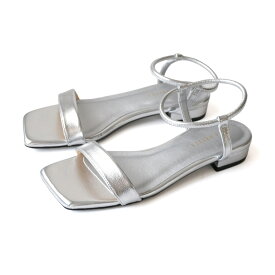 サンダル レディース ストラップサンダル ぺたんこ 疲れない 歩きやすい スクエアトゥ ローヒール 楽ちん 2センチヒール 履きやすい 脱げない 痛くない アンクルストラップ ブラック シルバー ブロンズ＜片手で履ける＞