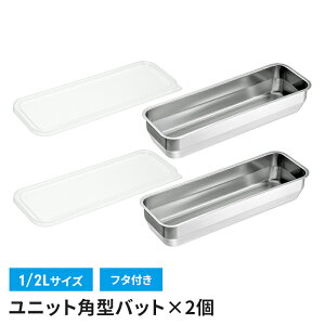 ステンレスバット 1/2Lサイズ 32.4×16×6cm 蓋付き 2個組 角型 バット フタ付き ステンレス 調理バット 日本製 下ごしらえ キッチンバット ステンレス製 スクエア キッチン用品 便利 新生活 一人