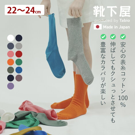 【靴下屋】キッズ綿リブハイカットソックス/靴下タビオTabioくつ下クルーシンプルキッズ日本製