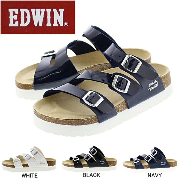 楽天市場 エドウィン サンダル レディース Edwin Ew 9458 カジュアルサンダル コンフォートサンダル 3ベルト レディースサンダル Pepe 10vfc Sm68 レディース靴 ブラック 黒 ホワイト 白 ネイビー 紺 厚底 22 0cm 23 0cm 24 0cm 25 0cm 靴のリード