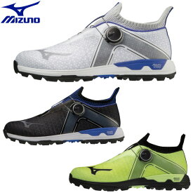 ミズノ MIZUNO メンズ ゴルフ シューズ ウエーブ ハザード ボア WAVE HAZARD BOA 51GM2170 スパイクレス ダイヤル式 メッシュ 防水