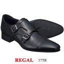 REGAL リーガル 37TRBC ブラック メンズ ビジネスシューズ 本革 レザー ダブルモンクストラップ ストレートチップ 通勤 フォーマル 日本製 黒 靴 REGAL 37TRBC