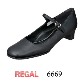 リーガル レディース パンプス 靴 REGAL 6669AC ブラック ストラップ ローヒールパンプス 日本製 オフィス 婦人靴 牛革 婦人靴 ブランド