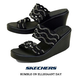 スケッチャーズ レディース ミュール サンダル SKECHERS RUMBLE ON-ELEGANT DAY ランブル オン エレガントデイ ブラック 119179 BLK ウエッジ 厚底 靴