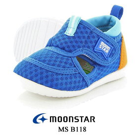 ムーンスター MOON STAR B118 ブルー 13.0cm ベビー マタニティー ファーストシューズ サマーシューズ ベルクロマジック 子供靴 スニーカー サンダル ギフト プレゼント ブランド MS B118