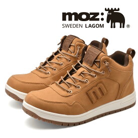 【最短翌日配送】 スニーカー 防水 メンズ 防滑 スノートレッキングシューズ moz モズ ミドルカット 黒 ブラック キャメル 25.0cm-28.0cm 低反発 ゴムレース moz 5675