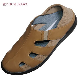 【靴のHOSHIKAWA】 『PANSY 4335』パンジー 踵が踏めるサンダル22cm～24.5cm 幅広オーク レディースカジュアル スリッポン合皮 抗菌 防臭