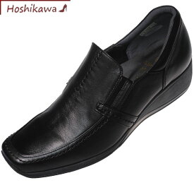 【靴のHOSHIKAWA】 『SPORTS NINE 2408』21.5cm～24.5cm EEEスリッポン ブラックスクエアトウ 本革幅広 日本製
