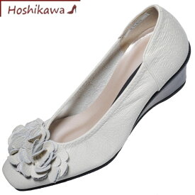 【靴のHOSHIKAWA】 『NINE DI NINE 2560』ナインディナイン パンプス21.5cm～25cm EEEアイボリー レディースヒール ウェッジソール日本製 本革