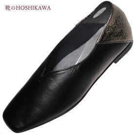 【靴のHOSHIKAWA】 『Dona Miss 1004』22cm～24.5cm EEEドナミス カッターレディース ブラックローヒール スリッポン国産 天然皮革