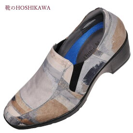 【靴のHOSHIKAWA】 『Dona Miss 1216』ドナミス スリッポン22cm～24.5cm EEEグレー レインシューズ ウェッジソール カジュアル撥水加工 厚底