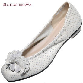 【靴のHOSHIKAWA】 『Dona Miss 3279』ドナミス パンプス21.5cm～25cm EEEレディース アイボリーローヒール リボン国産 幅広 本革