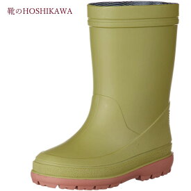 【靴のHOSHIKAWA】 『レインシューズ R304』アサヒ キッズ14cm～19cm EE オリーブ完全防水 日本製 耐水 防滑ミドル丈 長靴