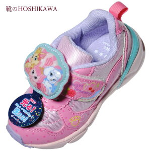 【靴のHOSHIKAWA】 『DISNEY C1267』ディズニー フラッシュシューズ14cm〜19cm EEピンク 女の子マジックテープ スニーカー