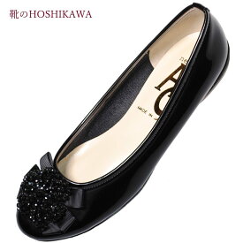 【靴のHOSHIKAWA】 『AC 2706』エーシー カジュアルパンプス22cm～24.5cm EEEレディース ブラックカッター ローヒール低反発 エナメル