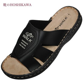 【靴のHOSHIKAWA】 『G&P WALK メンズサンダル 7301』紳士用 ヘップM(約25cm～26.5cm) メンズブラック オープントウ幅が広い 春夏 外履き
