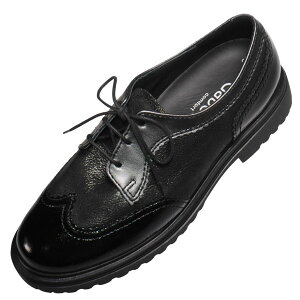 【靴のHOSHIKAWA】 『Gabor 72555』ガボール レディースオックスフォードシューズ22cm〜25.5cm ブラックCスロバキア エナメル革マニッシュ ウィングチップ天然皮革 厚底 秋冬