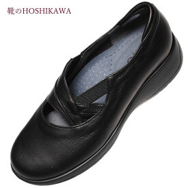 【靴のHOSHIKAWA】 『A-OK 619』エーオーケー コンフォートシューズ22cm～25cm EEEEEレディース 外反母趾対応ブラック パンプス天然皮革 日本製