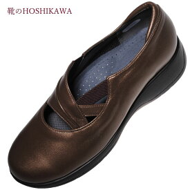 【靴のHOSHIKAWA】 『A-OK 619』エーオーケー コンフォートシューズ22cm～25cm EEEEEレディース 外反母趾対応ブロンズ パンプス天然皮革 日本製