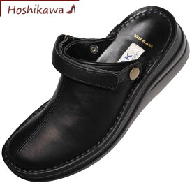 【靴のHOSHIKAWA】 『A-OK INCHOLJE 8171』21.5cm～24.5cm レディースサボサンダル ブラックバックベルト 厚底国産 本革 前詰まり