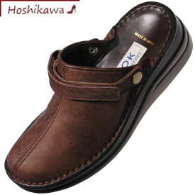 【靴のHOSHIKAWA】 『A-OK INCHOLJE 8171』21.5cm～24.5cm レディースサボサンダル ダークブラウンバックベルト 厚底国産 本革 前詰まり