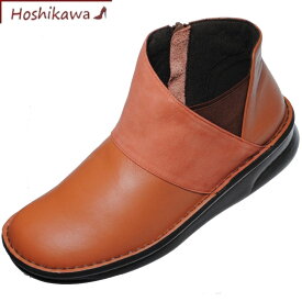 【靴のHOSHIKAWA】 『A-OK 85921』エーオーケー ピンク22cm～24.5cm EEEショートブーツ レディース本革 厚底 ジッパー