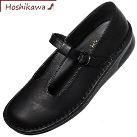 【靴のHOSHIKAWA】 『A-OK 8596』エーオーケー ブラック22cm～24.5cm EEEスリッポン レディースアーチクッション 厚底ストラップ 牛革