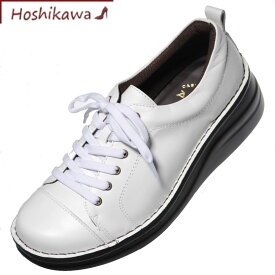 【靴のHOSHIKAWA】 『A-OK 8480 84802』エーオーケー ホワイト22cm～24.5cm 幅広レースアップ レディースアーチクッション 厚底オールシーズン 牛革